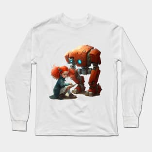 Girl with Robot Long Sleeve T-Shirt